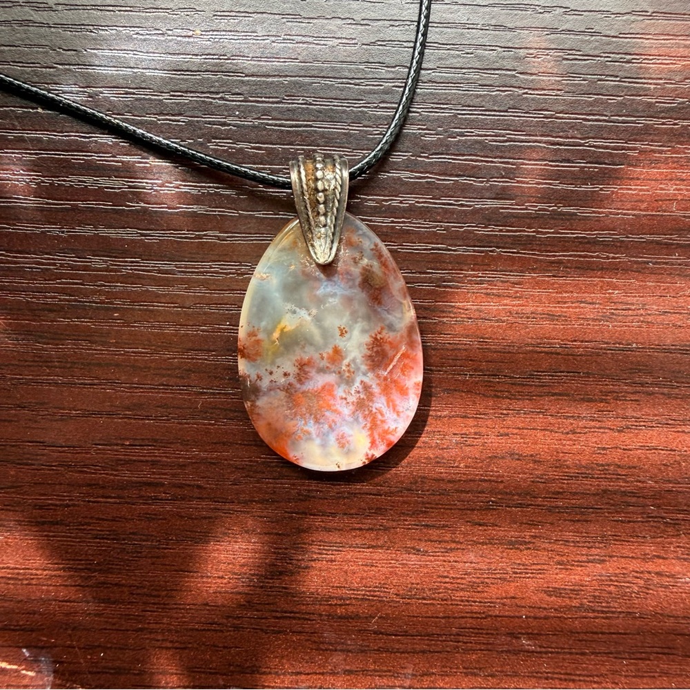 ▪️ Handcrafted Moss Agate Pendant Necklace - Picture 2 of 5